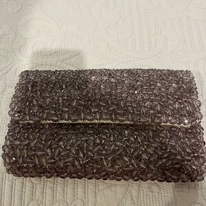 NU Banana Republic Grey Beaded Clutch Purse.